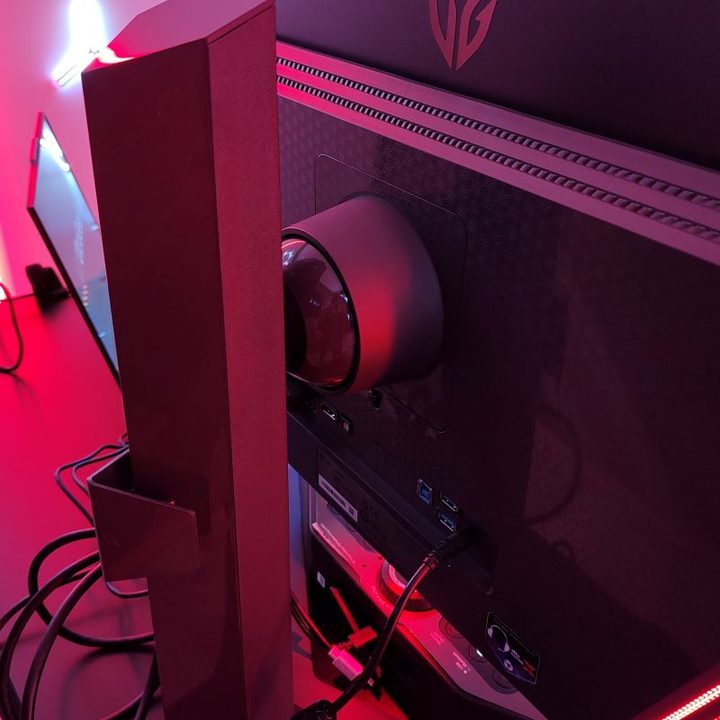 The RGB hexagon lighting pattern on the LG UltraGear OLED QHD.