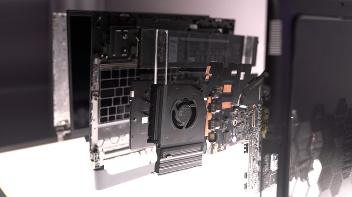 The Alienware m18 components blown out.