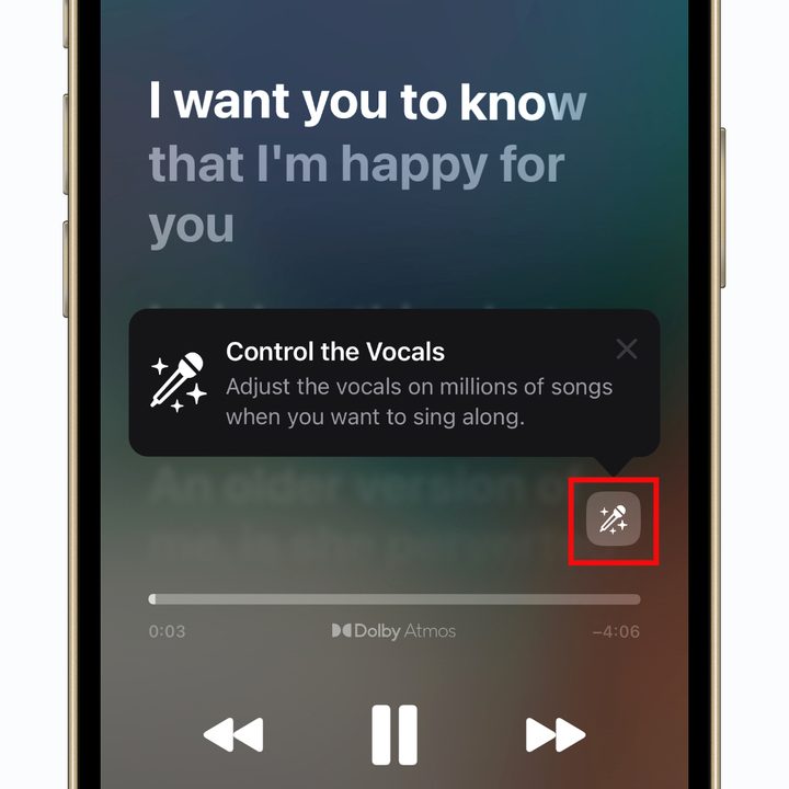 Playing a song using Apple Music Sing.