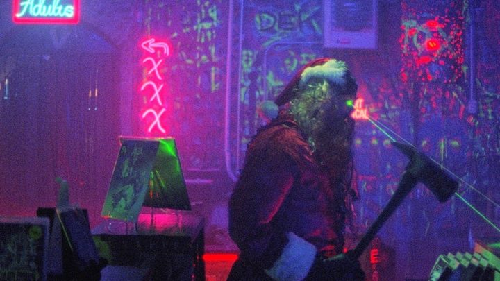 A robot Santa looks around in Christmas Bloody Christmas.