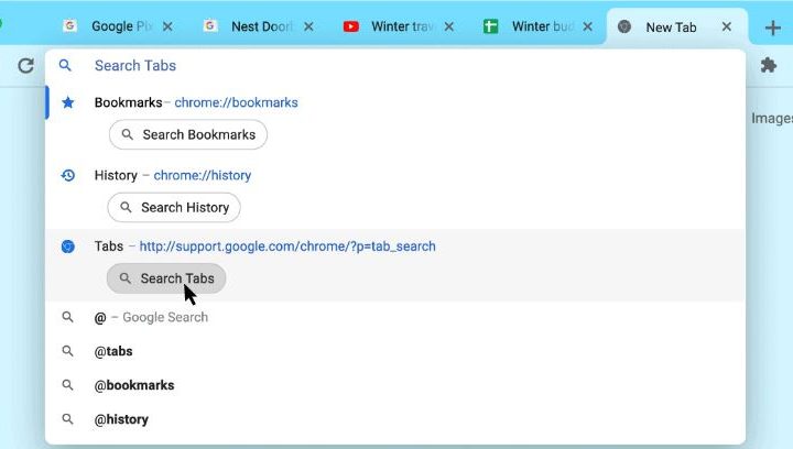 Google Chrome's new search function.