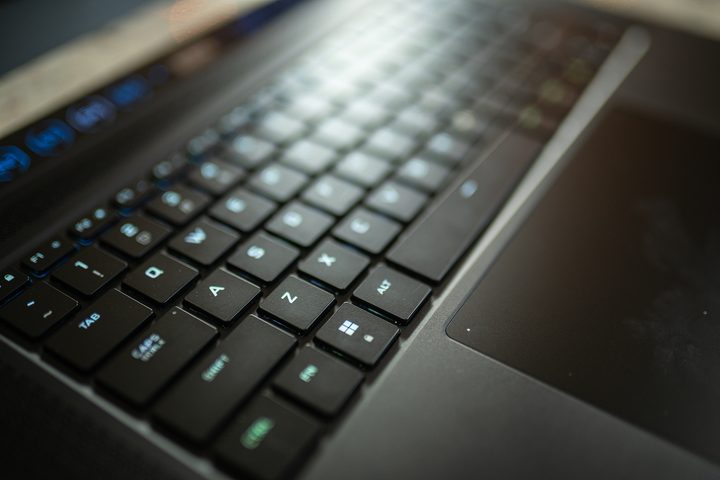 Keyboard on the Corsair Voyager a1600 laptop.