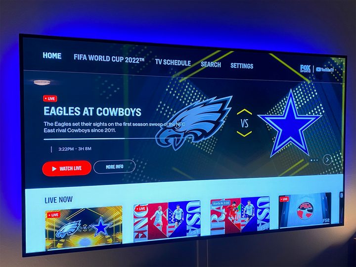 The Fox Sports app on a TV.