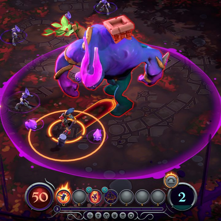 Players attack a large boss in Inkbound.