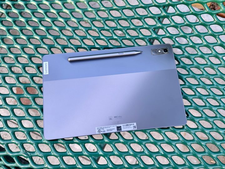 Lenovo Tab P11 Pro Gen 2 on a park bench