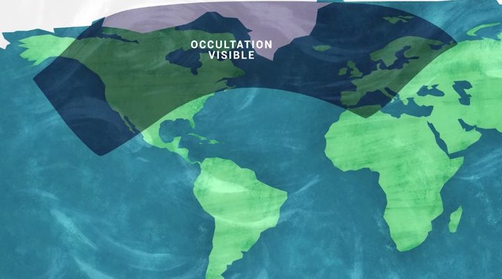 Visibility map for the lunar occultation of Mars in December 2022.
