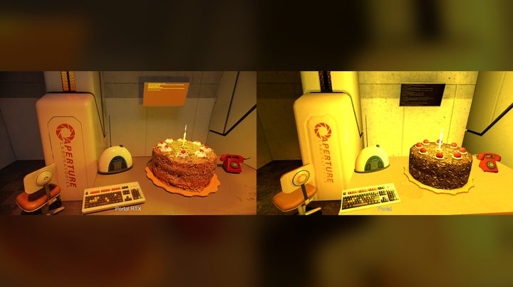 Cake Portal RTX comparison with Poral.