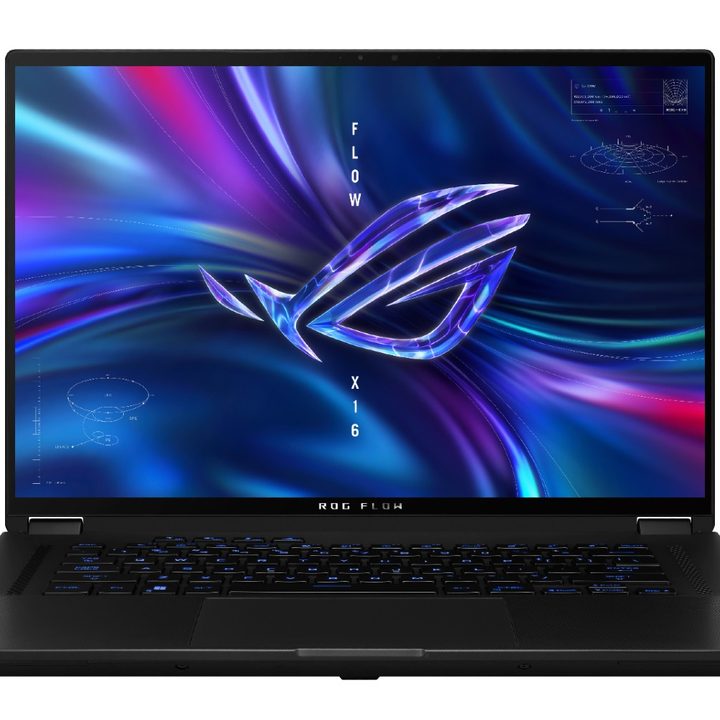 The screen and keyboard of the ROG Flow X16.