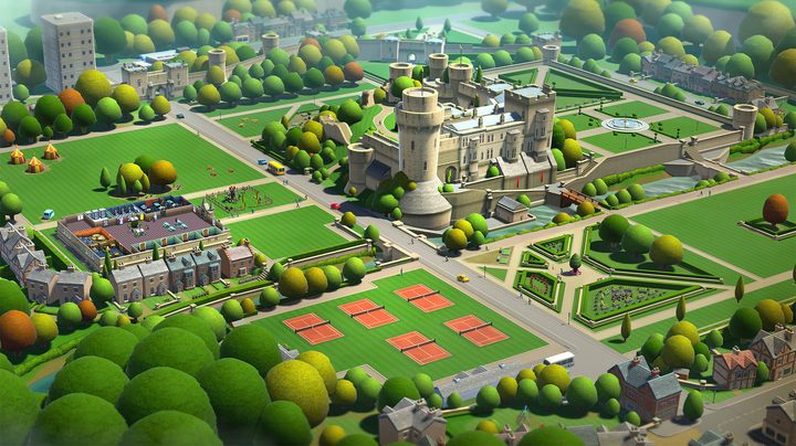 A thriving campus made by a player in Two Point Campus.