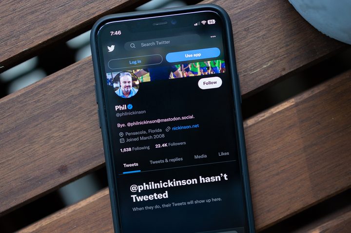 Phil Nickinson's empty Twitter feed.
