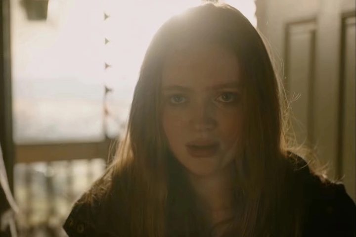 Sadie Sink stares at the camera in The Whale.