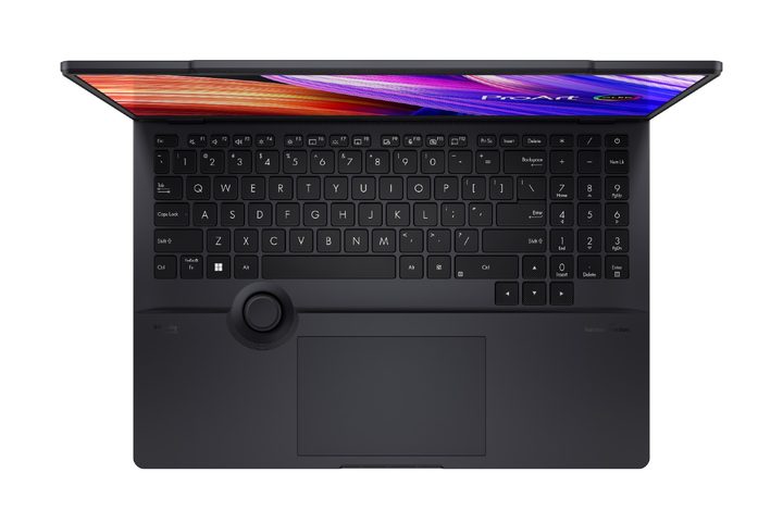 Top view of Asus ProArt Studiobook 16 3D OLED in Mineral Black.