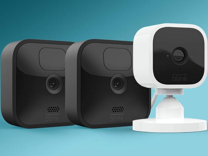 Blink Outdoor 2-camera kit with one Blink Mini camera.