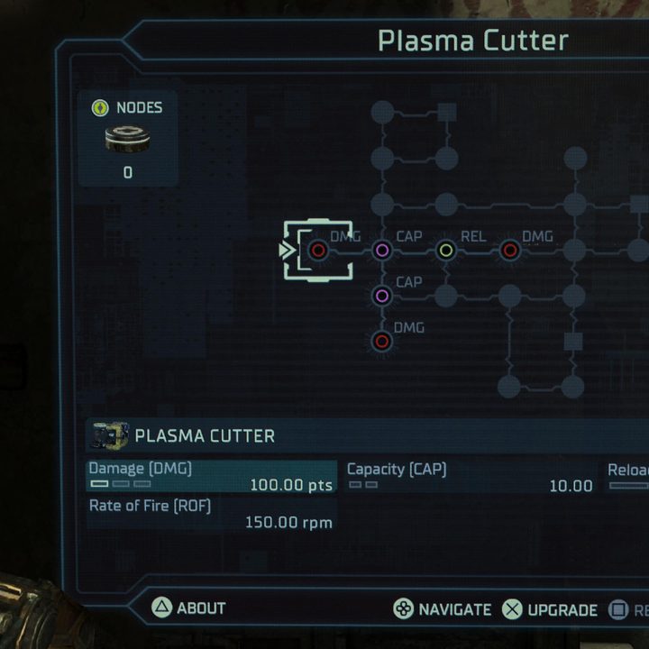 Plasma Gun upgrade screen.