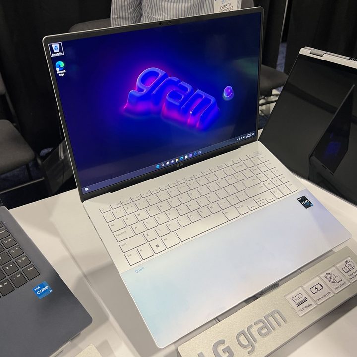 The LG Gram Style on a demo table at CES.