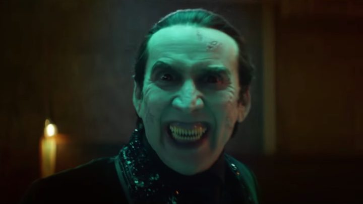 Nicolas Cage smiles as Dracula in Renfield.