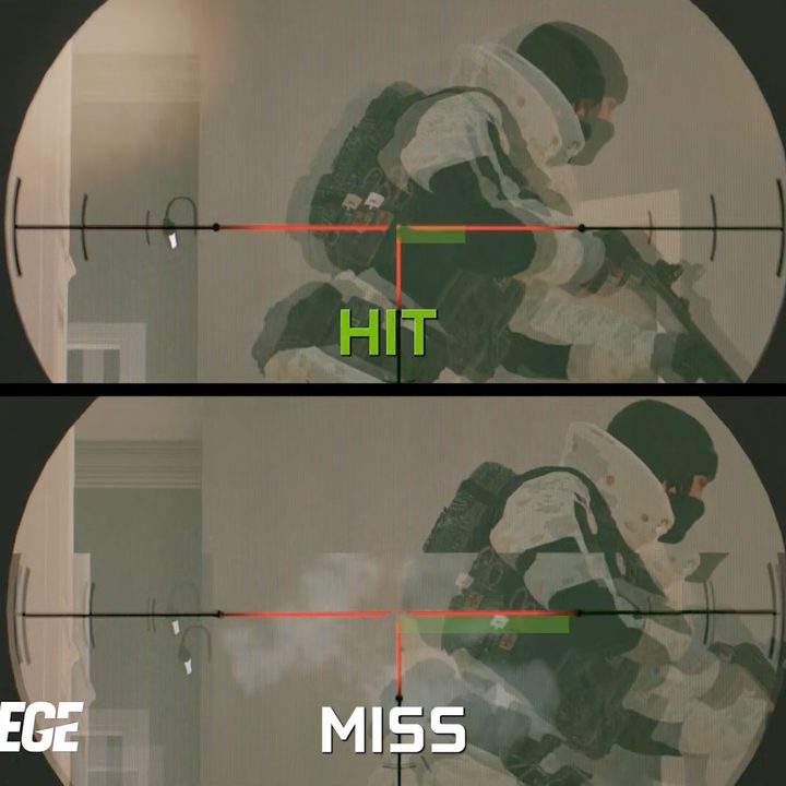 Screenshots from Rainbow Six Siege, showing off Nvidia Reflex in GeForce Now.