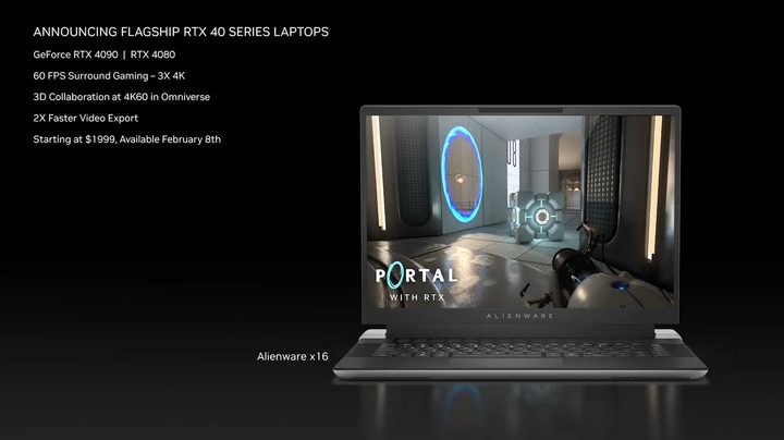 Nvidia flagship RTX 40 laptop slide.