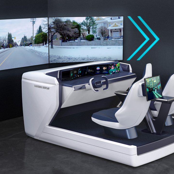 A digital car cockpit made of Samsung QD-OLED displays