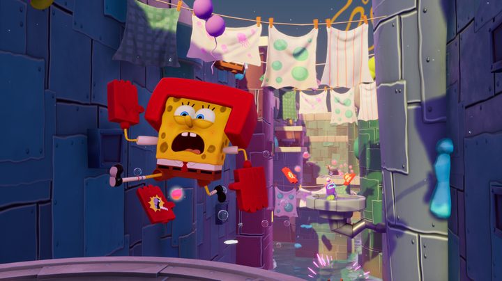 SpongeBob dive kicks in The Cosmic Shake.