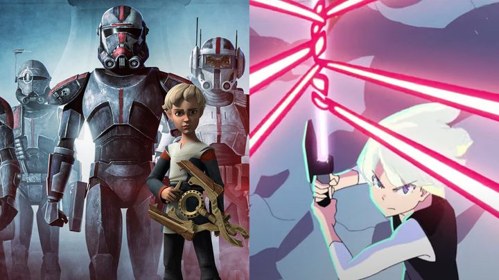 Split image of Star Wars: The Bad Batch and Visions.