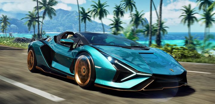 A car drives down a Hawaiian road in The Crew Motorfest.