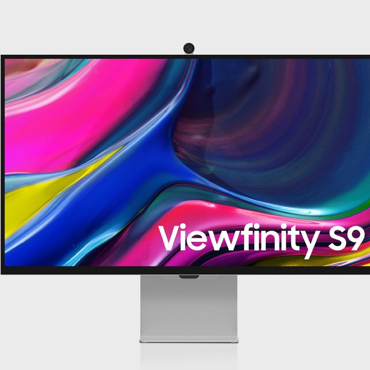 The Samsung Viewfinity S9 monitor with its webcam on top.