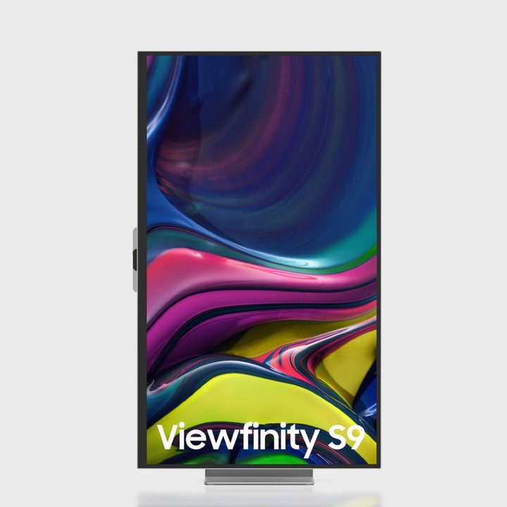 The Samsung Viewfinity S9 flipped into portrait mode.