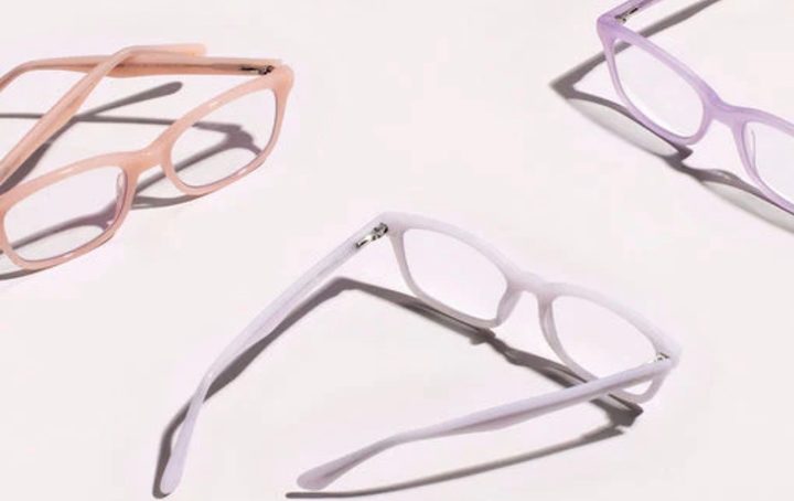 Pastel glasses on a light background.