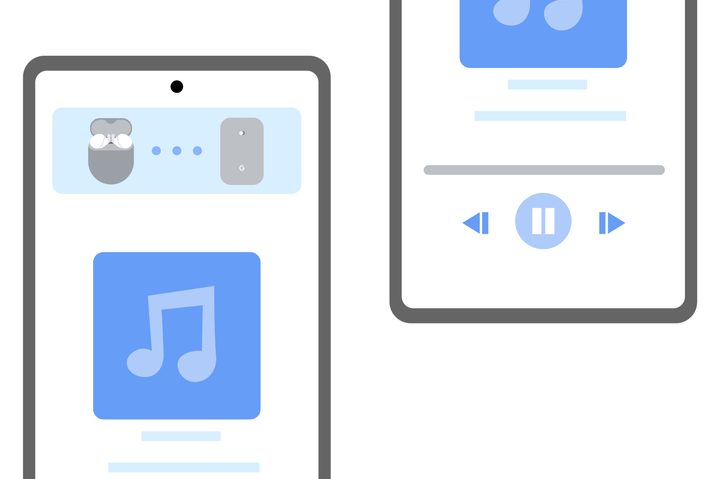 Mockup image of Android 13's uninterrupted listening feature.