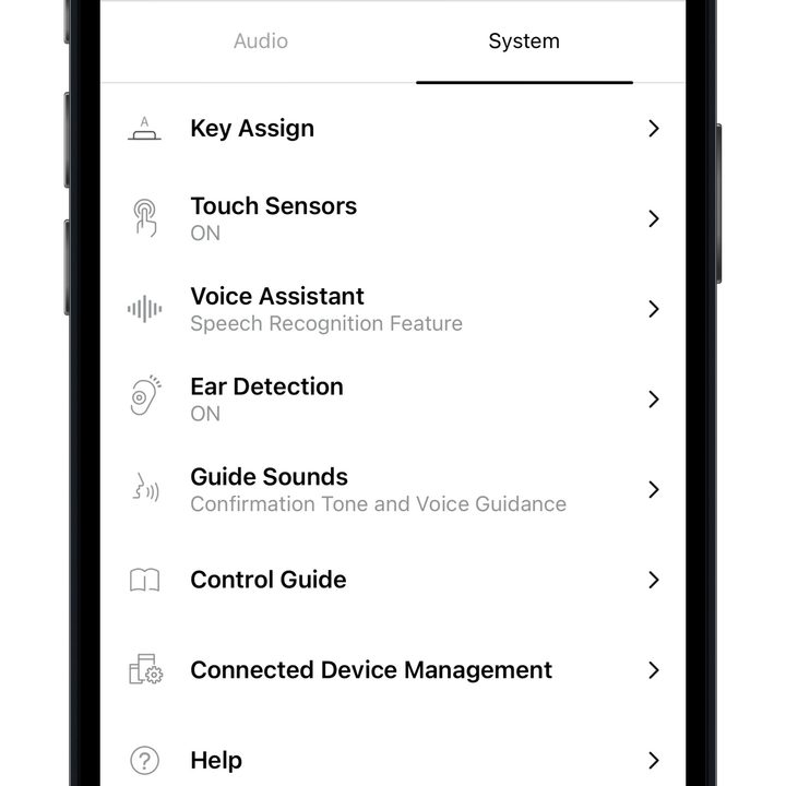 A-T Connect app system settings.
