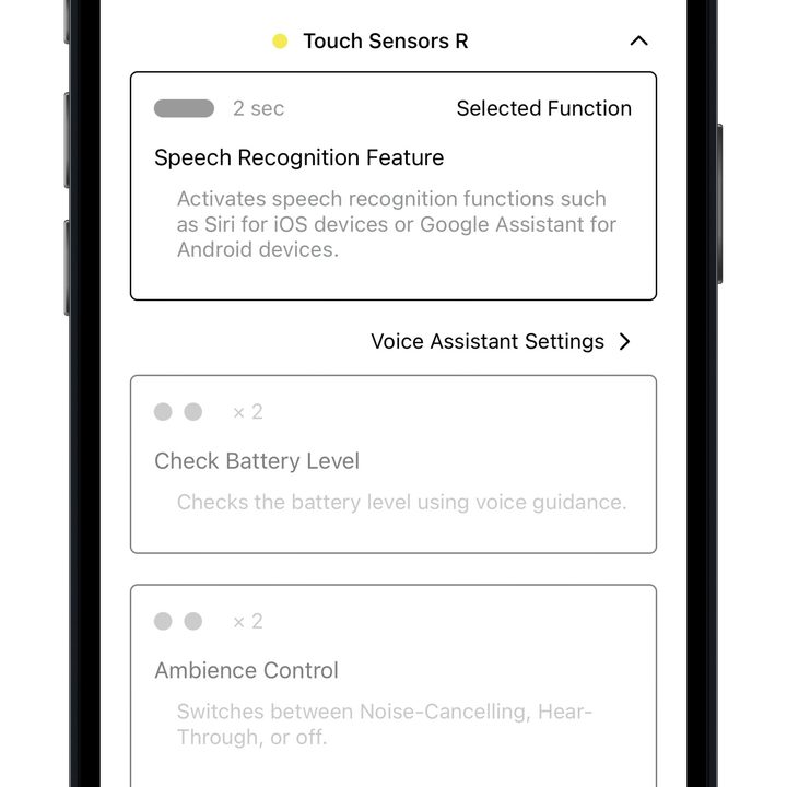 A-T Connect app button settings.