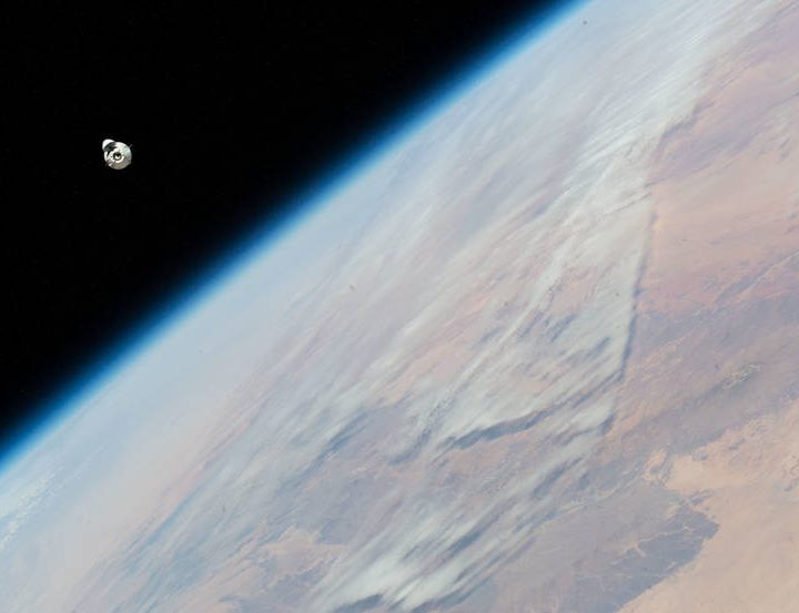 The SpaceX Dragon cargo craft, loaded with over 7,700 pounds of science, supplies, and cargo, approaches the International Space Station while orbiting 259 miles above the African continent.