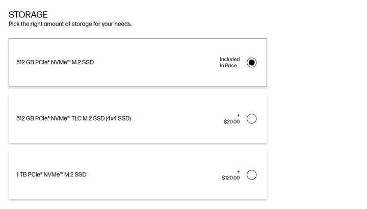 HP Envy x360 13 configuration page showing SSD performance.