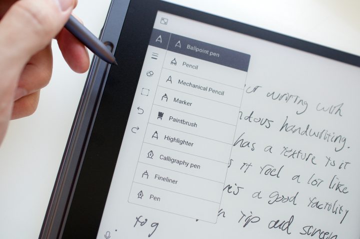 Writing on the Lenovo Smart Paper.