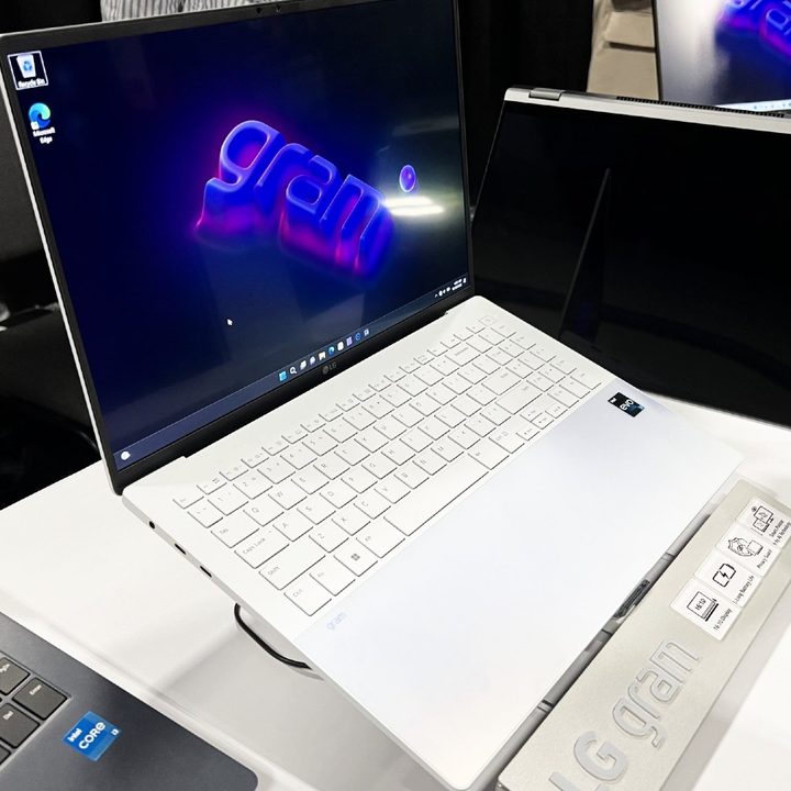 The LG Gram Style on a demo table at CES 2023.