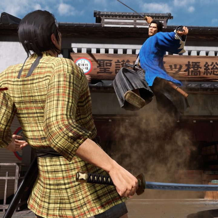 A samurai jumps on the air in Like a Dragon: Ishin!