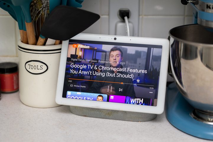 Caleb Denison and the Digital Trends YouTube channel on a Nest Hub Max.