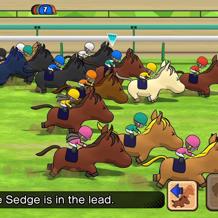 Horses race to the finish line in Pocket Card Jockey: Ride On!