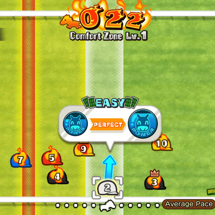 A horse race is shown from a top down perspective in Pocket Card Jockey: Ride On!