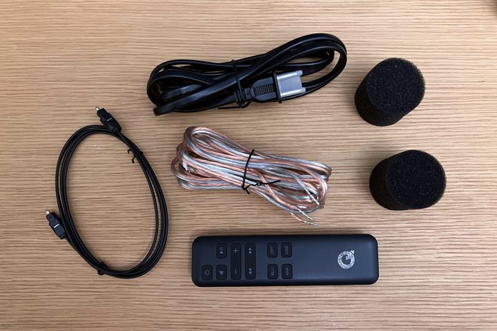 Whats in the box of the Q Acoustics M20 powered speakers.