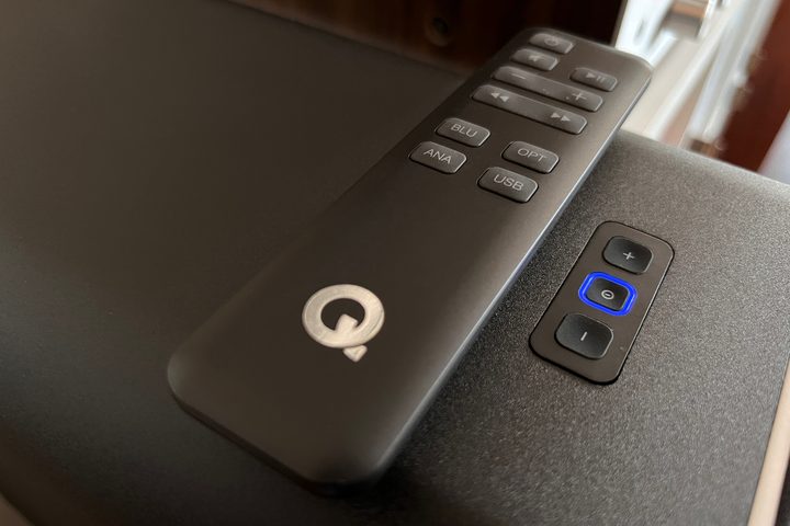 The remote for the Q Acoustics M20 powered speaker system.