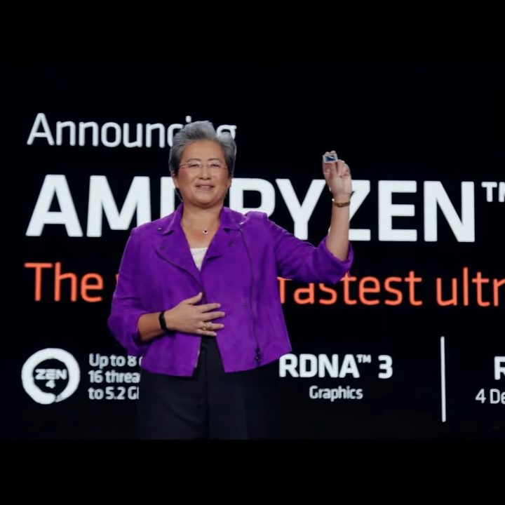 AMD CEO holding the Ryzen 7040 series processor.