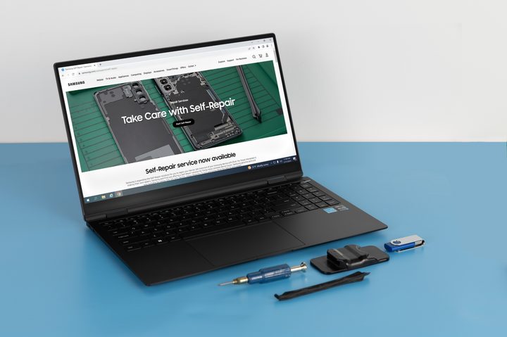 Samsung Care website running on a PC laptop.
