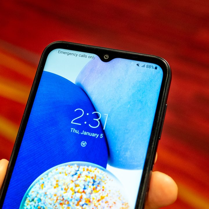 Samsung Galaxy A14 in hand.