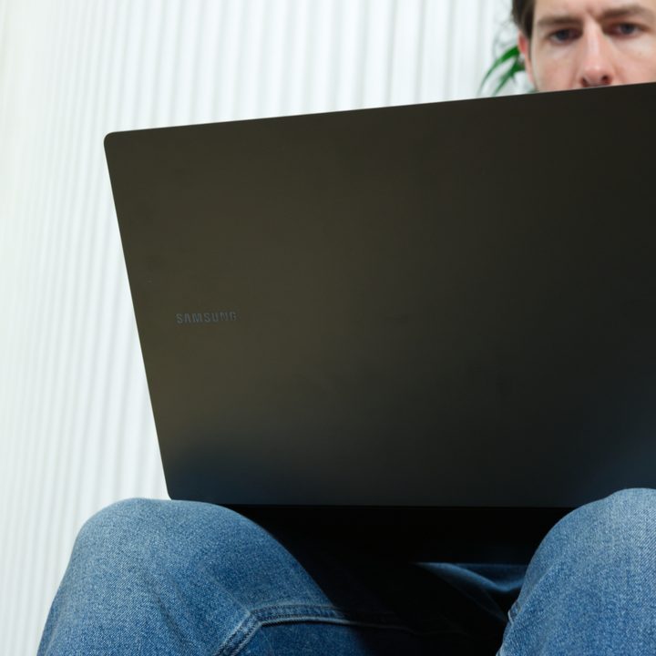Someone using a Samsung Galaxy Book 3 Ultra.
