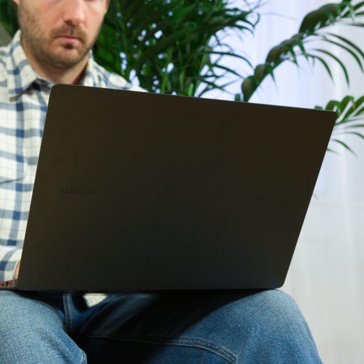 Someone using the Samsung Galaxy Book 3 Ultra.