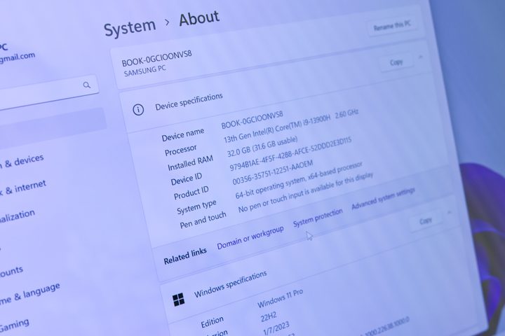 Specs for the Samsung Galaxy Book 3 Ultra.