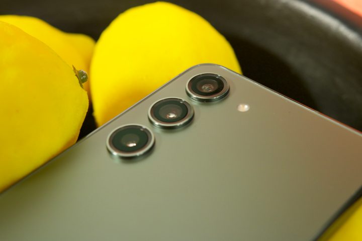 A close-up shot of the cameras on the Samsung Galaxy S23.