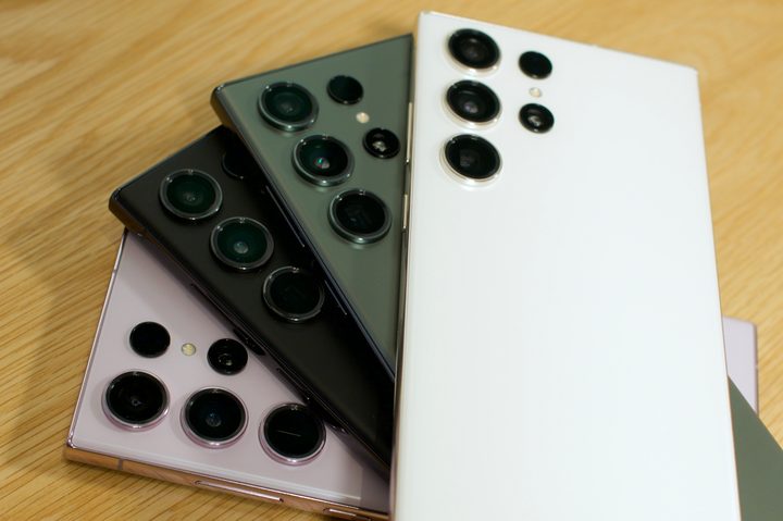 All four colors of the Samsung Galaxy S23 Ultra.
